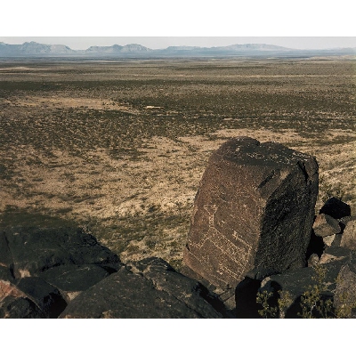 Jaguar with a Rattlesnake Tail Petroglyph, Overlooking the Tularosa Basin and Trinity Site, Three Rivers, New Mexico, January 10, 1983