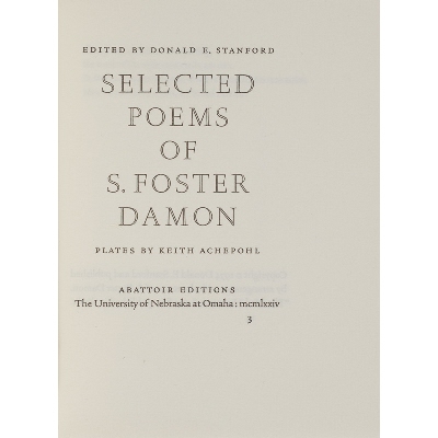 Selected Poems of S. Foster Damon